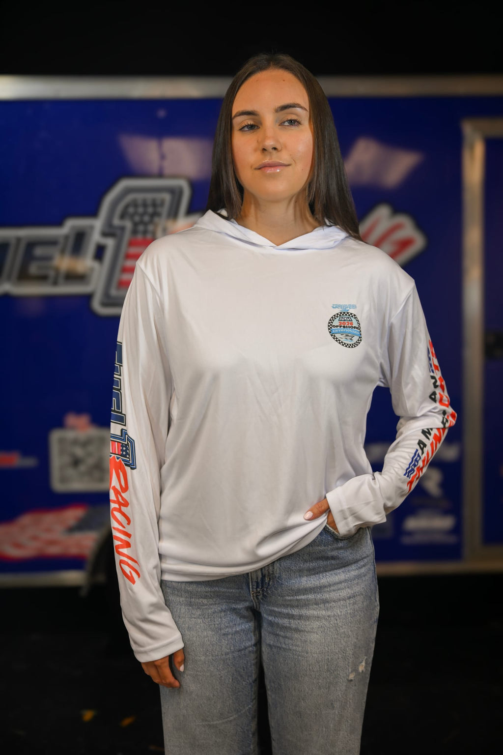 Fuel 1 Racing Hooded Long Sleeve - White (back graphic)